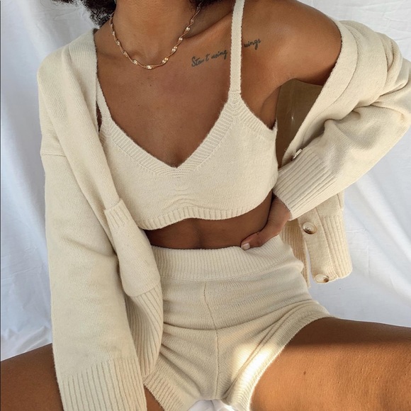 Princess Polly Other - Knit Lounge Set - cardigan, bralette, shorts